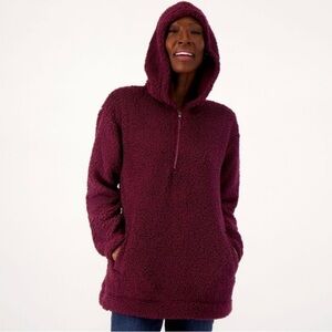 Koolaburra by UGG Women's Top Sz XS Brushed Back Sherpa Hoodie Red A544816